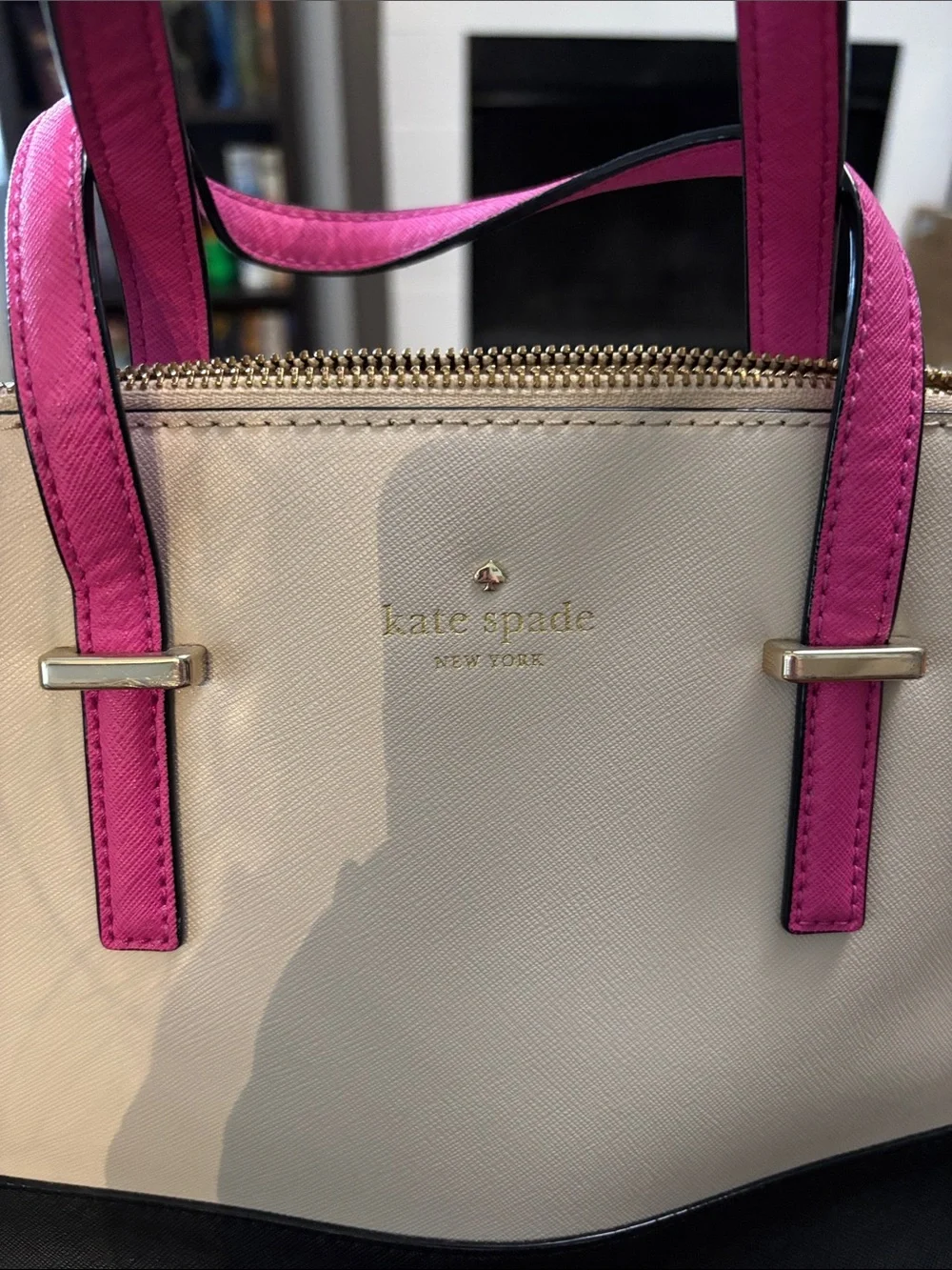 kate spade Cream, Black & Hot Pink Dome Satchel